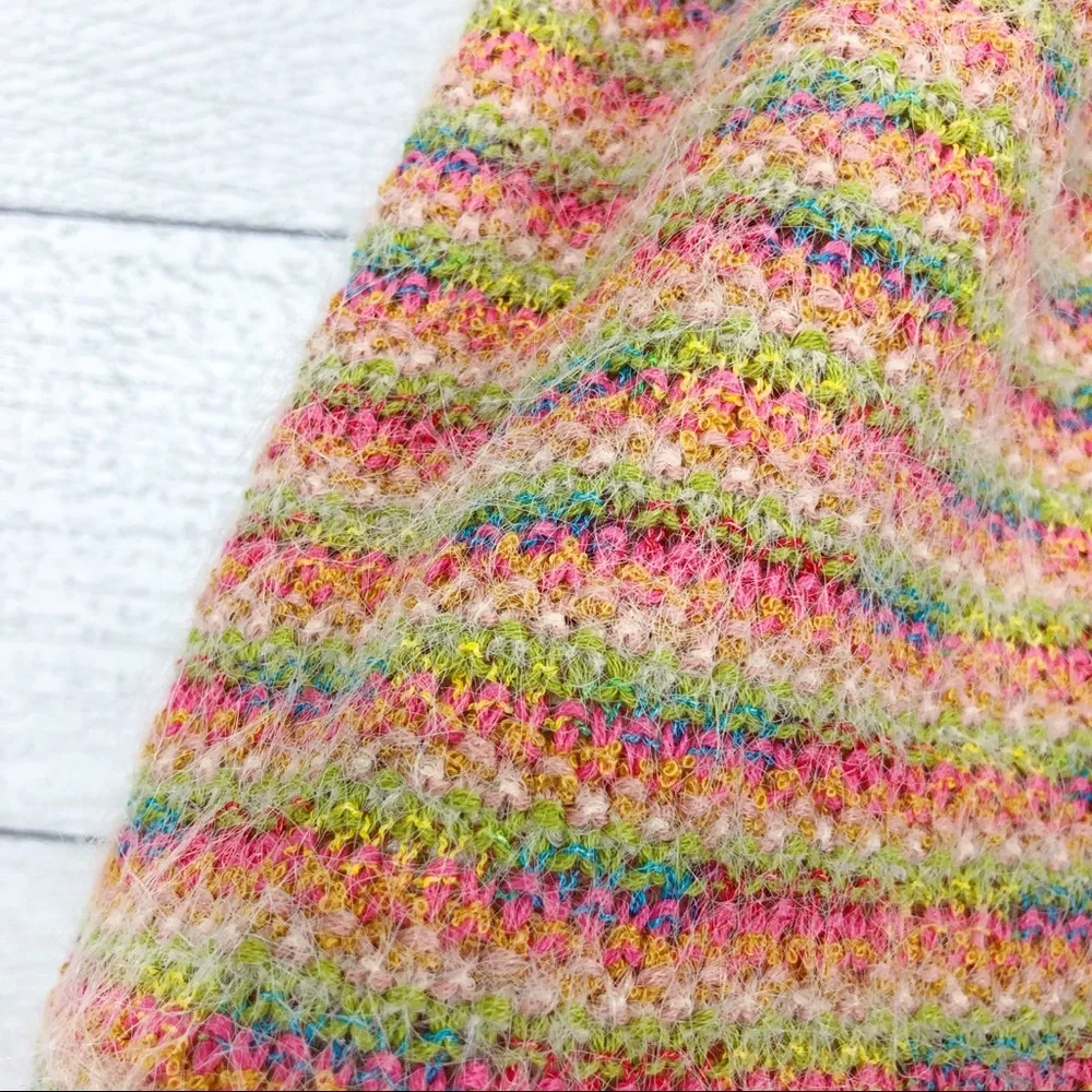 Urban Outfitters Coral Fuzzy‎ Soft Stripped Long Scarf